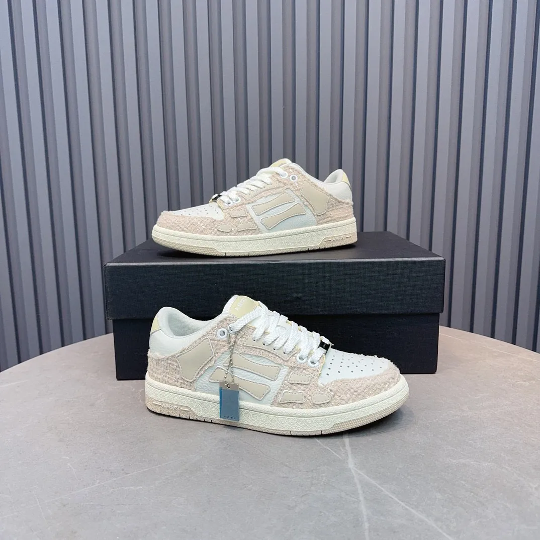 Men's men's shoes 💰600 AMIRI high street sneakers with bone sports shoes, toe layer cowhide upper, upper side bones, hand-stitched, good three-dimensional effect, customized metal LOGO, size 38-45 46